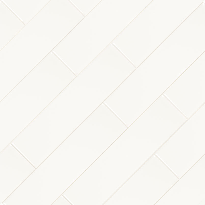 2x8 Metro Solid-Color Glossy Smooth Ceramic Tile Soft White