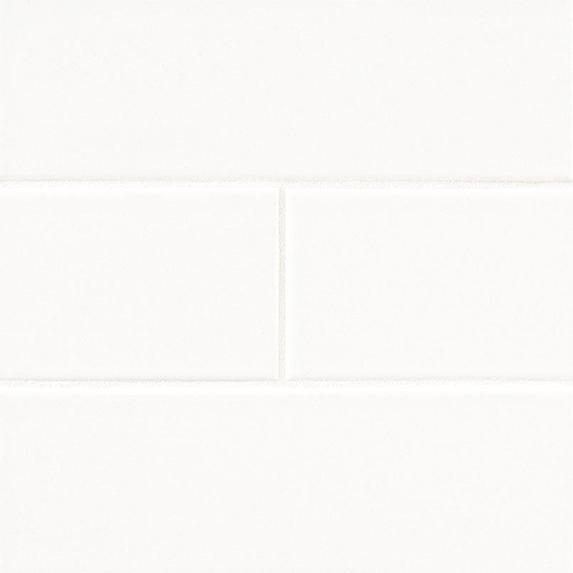 4x12 Metro Solid-Color Glossy Smooth Ceramic Tile Soft White