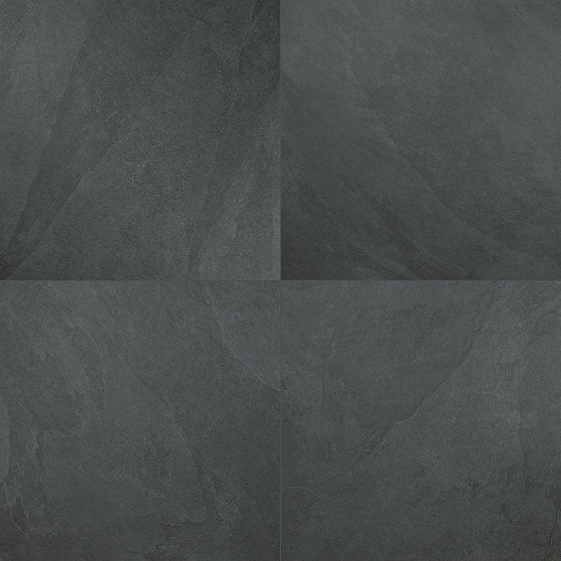 24x24 Legions Stone-Look Matte Textured Porcelain Tile Charcoal Black