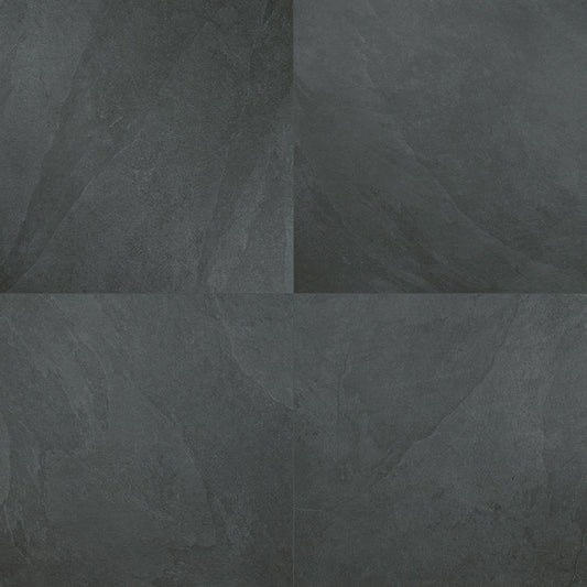 24x24 Legions Stone-Look Matte Textured Porcelain Tile Charcoal Black