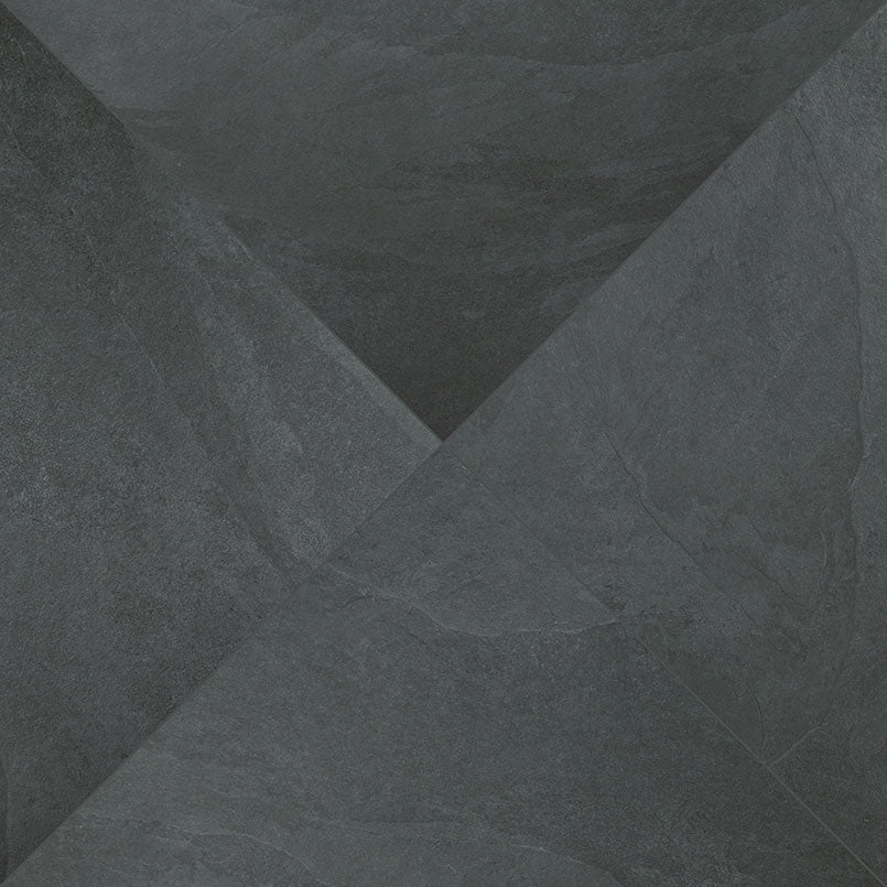 24x24 Legions Stone-Look Matte Textured Porcelain Tile Charcoal Black