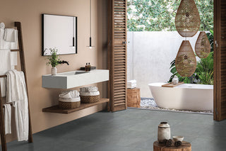 Charcoal Black - 24x24 Legions Stone-Look Matte Textured Porcelain Tile