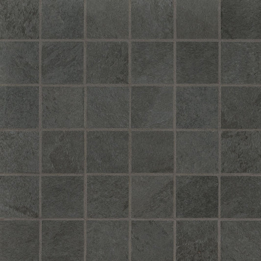 2x2 Legions Mosaic Stone-Look Matte Textured Porcelain Tile Charcoal Black
