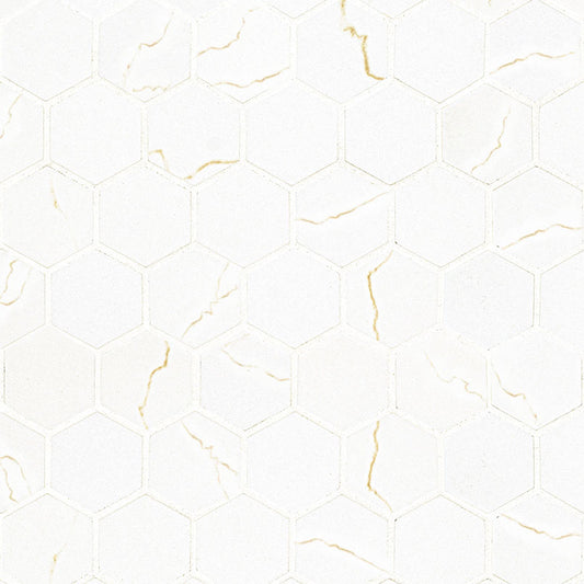 2x2 Miraggio Hexagon Mosaic Marble-Look Matte Smooth Porcelain Tile