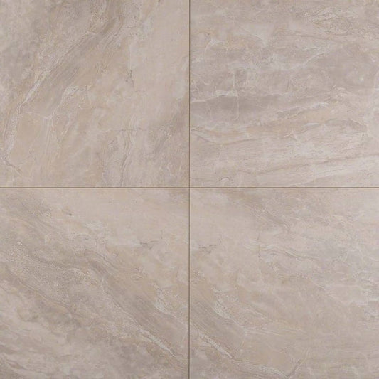 24x24 Onyx Stone-Look Matte Textured Porcelain Tile Taupe Beige