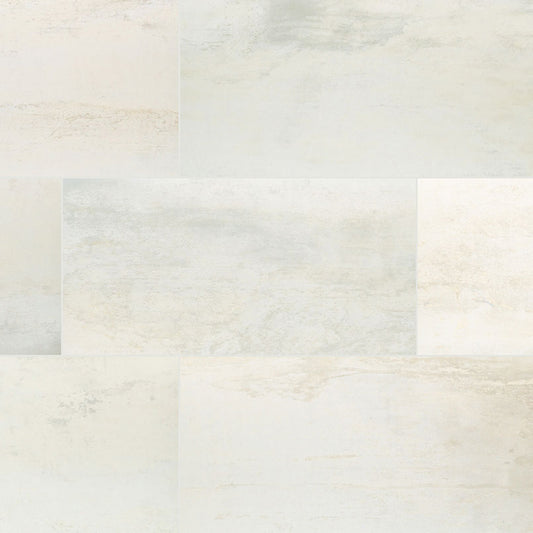 12x24 Oxide Stone-Look Matte Smooth Porcelain Tile Soft Ivory