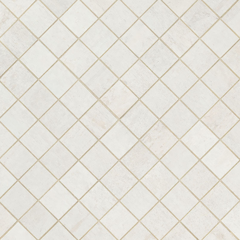 2x2 Oxide Mosaic Stone-Look Matte Smooth Porcelain Tile Soft Ivory