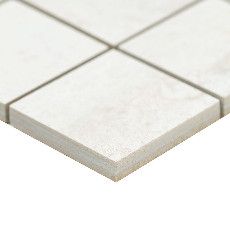 2x2 Oxide Mosaic Stone-Look Matte Smooth Porcelain Tile Soft Ivory