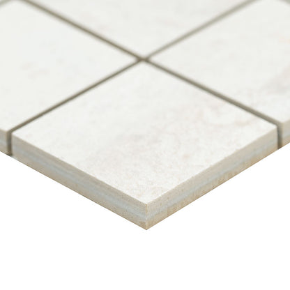 2x2 Oxide Mosaic Stone-Look Matte Smooth Porcelain Tile Soft Ivory