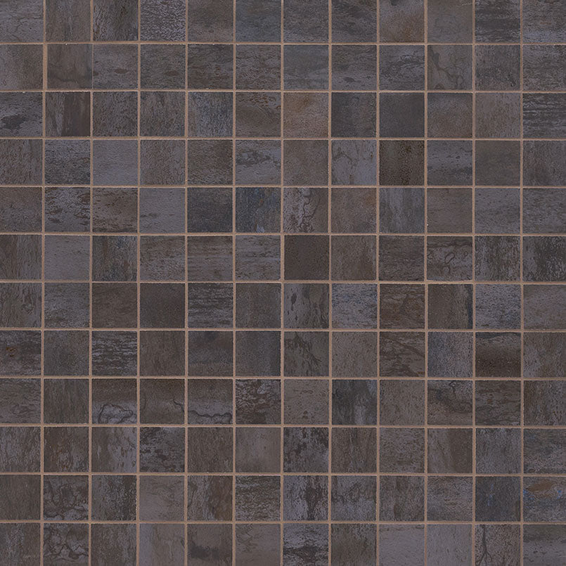2x2 Oxide Mosaic Concrete-Look Matte Textured Porcelain Tile Charcoal Brown