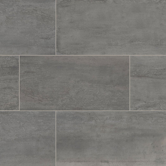 12x24 Oxide Concrete-Look Matte Textured Porcelain Tile Charcoal Grey