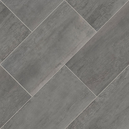 12x24 Oxide Concrete-Look Matte Textured Porcelain Tile Charcoal Grey