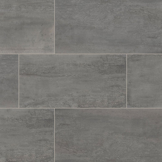 24x48 Oxide Concrete-Look Matte Textured Porcelain Tile Charcoal Grey