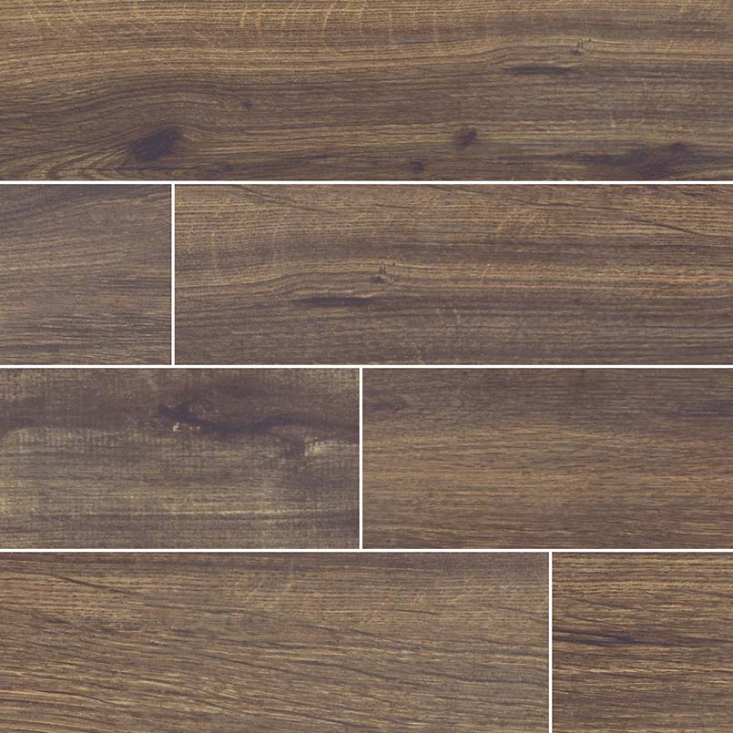6x36 Palmetto Wood-Look Matte Smooth Porcelain Tile Walnut Brown