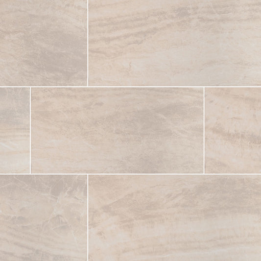 12x24 Praia Stone-Look Matte Smooth Porcelain Tile Beige Cream