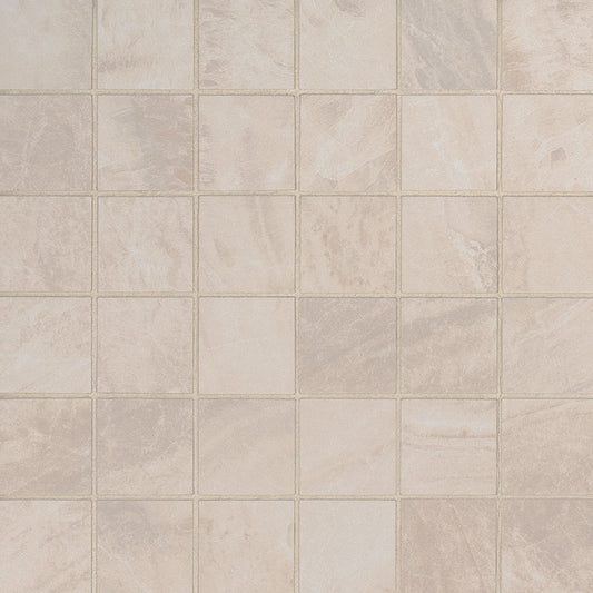 2x2 Praia Mosaic Stone-Look Matte Smooth Porcelain Tile Soft Beige