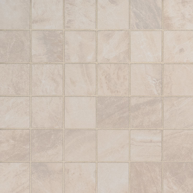 2x2 Praia Mosaic Stone-Look Matte Smooth Porcelain Tile Soft Beige
