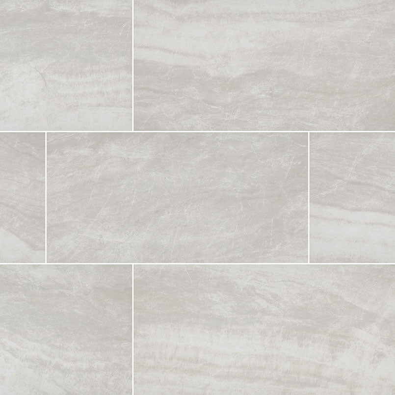 12x24 Praia Stone-Look Matte Smooth Porcelain Tile Soft Gray