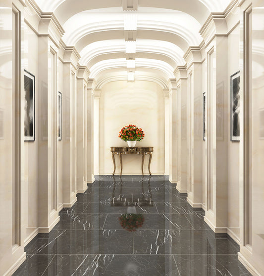12x24 Regallo Midnight Marble-Look Polished Smooth Porcelain Tile