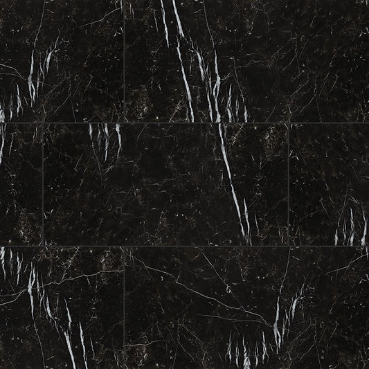 12x24 Regallo Midnight Marble-Look Matte Smooth Porcelain Tile Jet Black