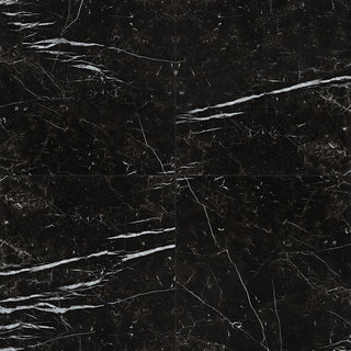 Jet Black - 24x24 Regallo Marble-Look Polished Smooth Porcelain Tile