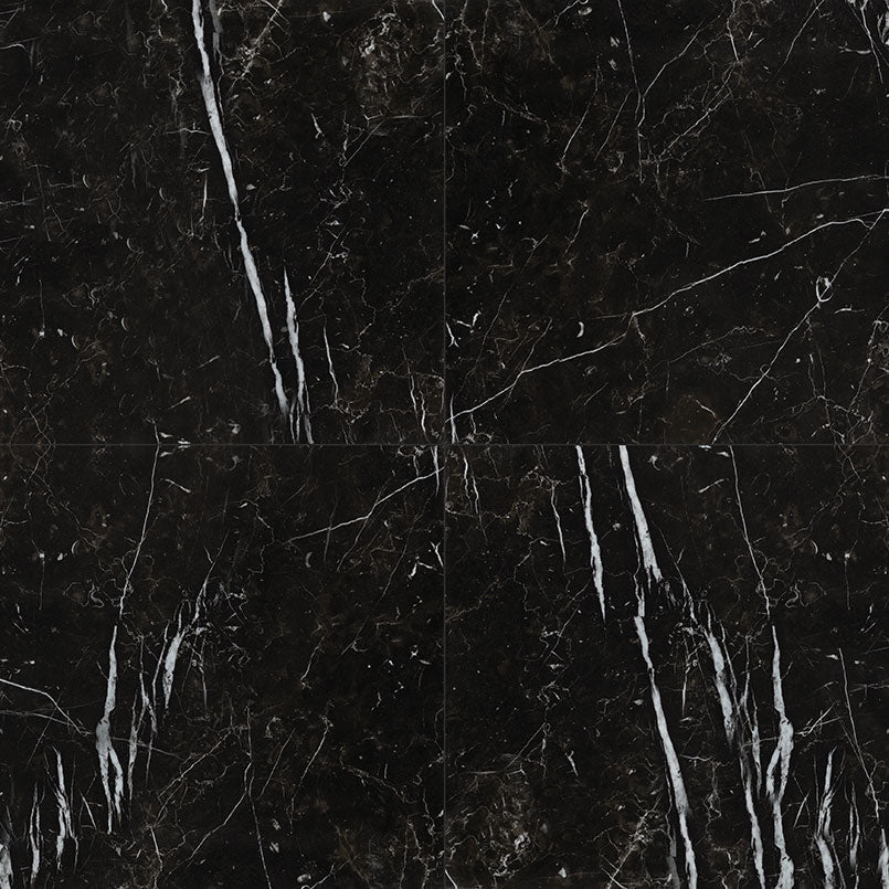 24x24 Regallo Marble-Look Matte Smooth Porcelain Tile Jet Black