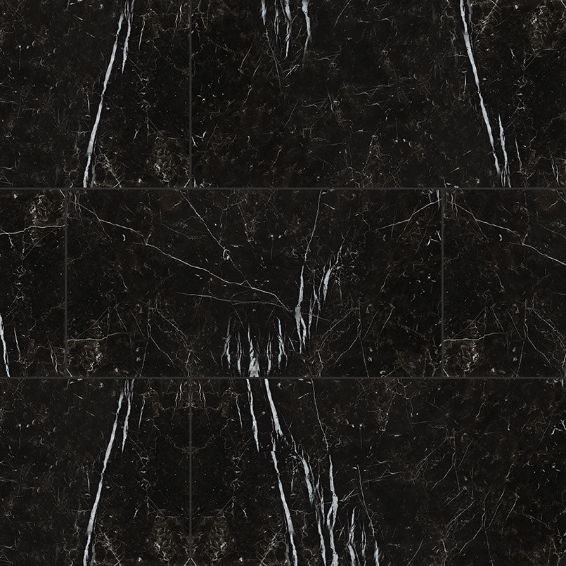 24x48 Regallo Midnight Marble-Look Matte Smooth Porcelain Tile Jet Black