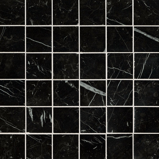 2x2 Regallo Midnight Mosaic Marble-Look Matte Smooth Porcelain Tile Jet Black
