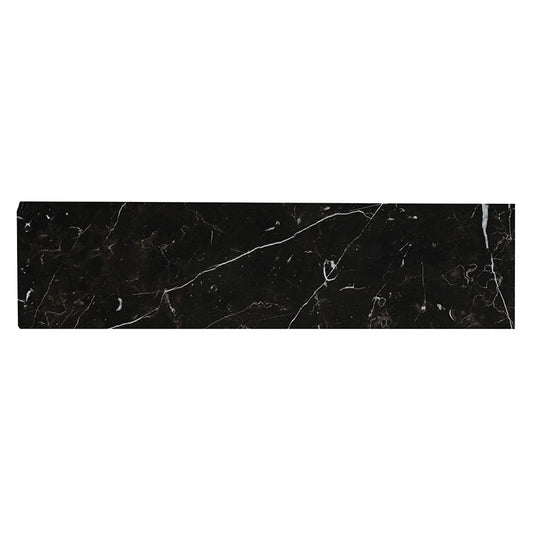 3x24 Regallo Midnight Bullnose Marble-Look Polished Smooth Porcelain Tile Jet Black