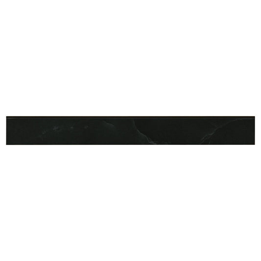 3x24 Regallo White Vein Bullnose Marble-Look Polished Smooth Porcelain Tile Deep Black