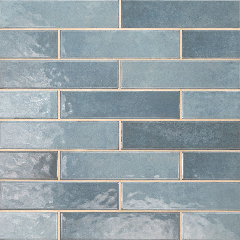 3x12 Renzo Patterned Natural-Look Glossy Textured Ceramic Tile Light Blue