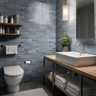 Light Blue - 3x12 Renzo Patterned Natural-Look Glossy Textured Ceramic Tile