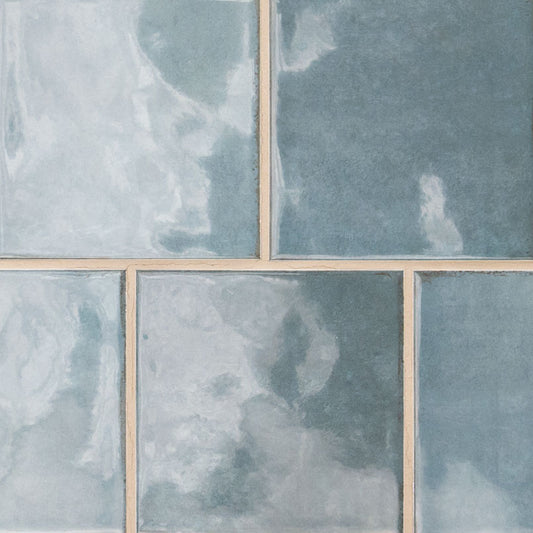 5x5 Renzo Patterned Natural-Look Glossy Textured Ceramic Tile Light Blue