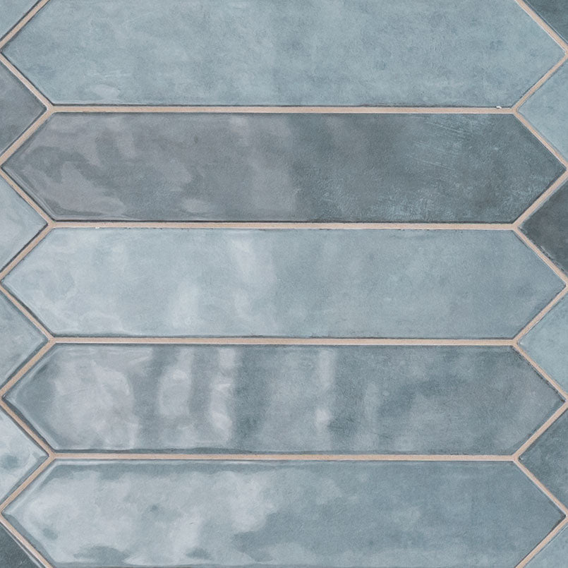 2.5x13 Renzo Picket Patterned Natural-Look Glossy Textured Ceramic Tile Light Blue