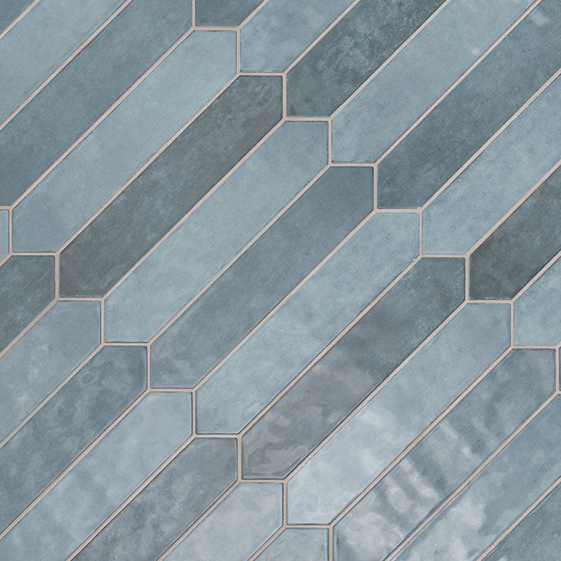 2.5x13 Renzo Picket Patterned Natural-Look Glossy Textured Ceramic Tile Light Blue