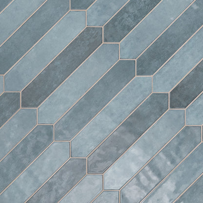 2.5x13 Renzo Picket Patterned Natural-Look Glossy Textured Ceramic Tile Light Blue
