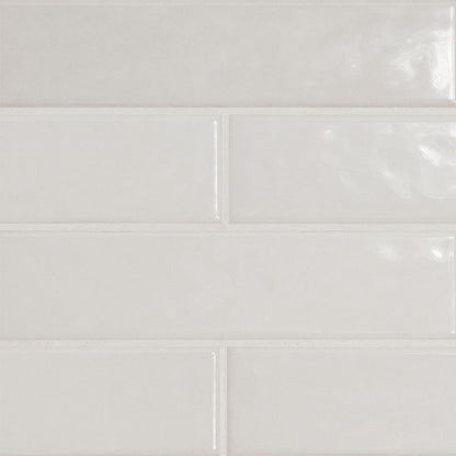 3x12 Renzo Patterned Natural-Look Glossy Textured Ceramic Tile Off White