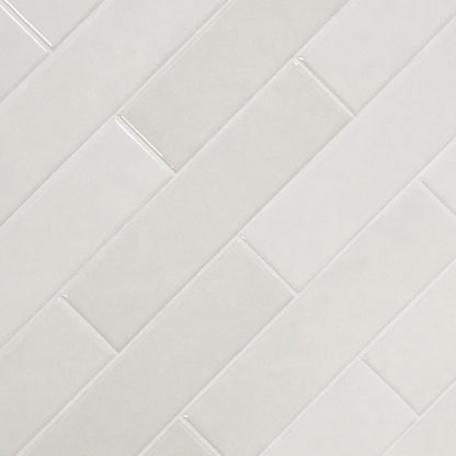 3x12 Renzo Patterned Natural-Look Glossy Textured Ceramic Tile Off White