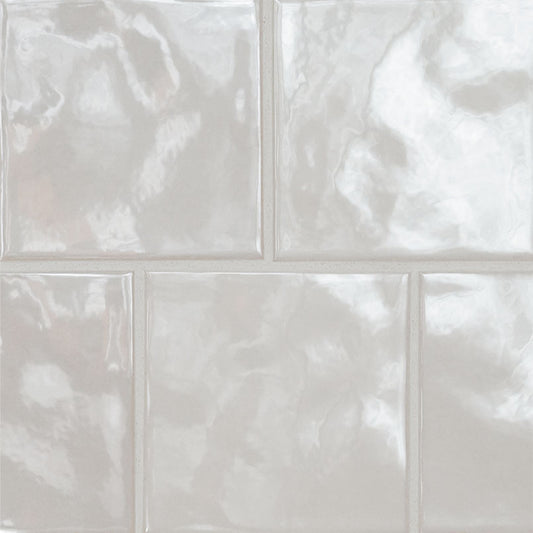 5x5 Renzo Patterned Natural-Look Glossy Textured Ceramic Tile Off White