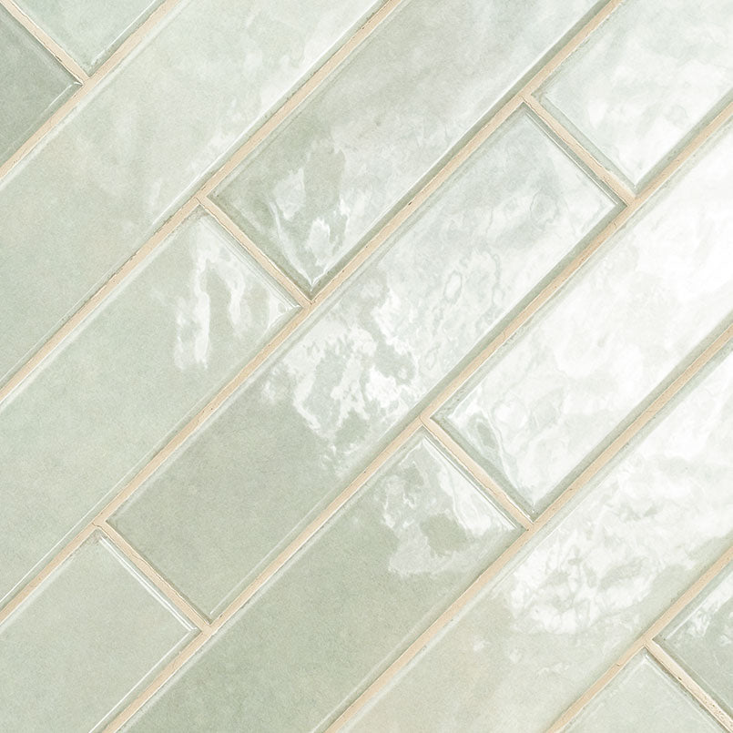 3x12 Renzo Patterned Natural-Look Glossy Textured Ceramic Tile Light Green