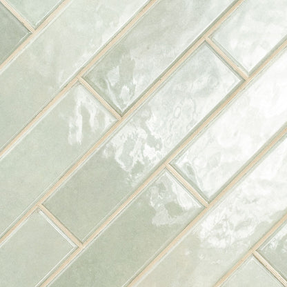 3x12 Renzo Patterned Natural-Look Glossy Textured Ceramic Tile Light Green