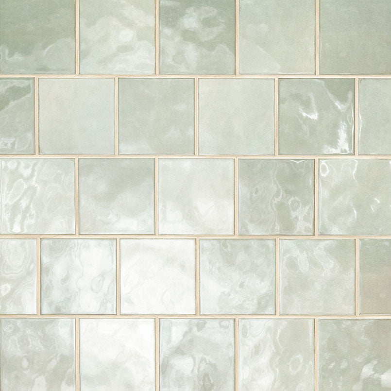 5x5 Renzo Patterned Natural-Look Glossy Textured Ceramic Tile Light Green