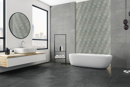 5x5 Renzo Patterned Natural-Look Glossy Textured Ceramic Tile Light Green