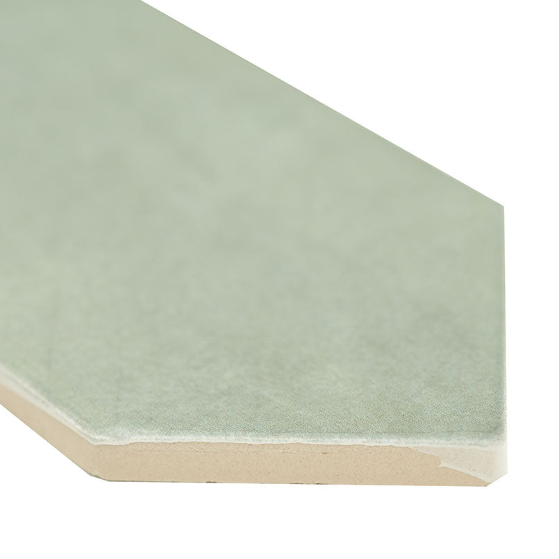 2.5x13 Renzo Picket Patterned Natural-Look Glossy Textured Ceramic Tile Light Green
