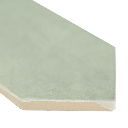 2.5x13 Renzo Picket Patterned Natural-Look Glossy Textured Ceramic Tile Light Green