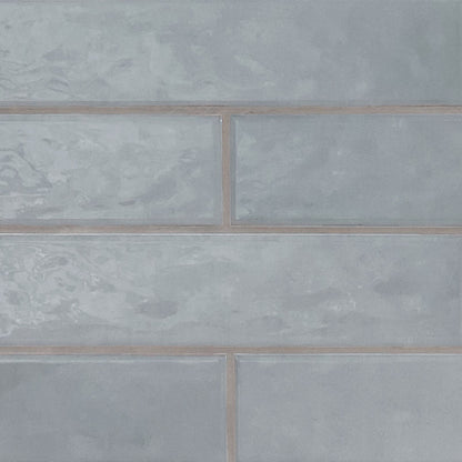 3x12 Renzo Patterned Natural-Look Glossy Textured Ceramic Tile Gray Blue