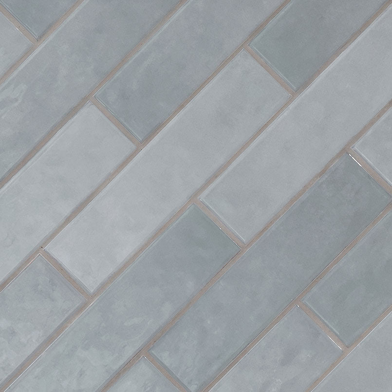 3x12 Renzo Patterned Natural-Look Glossy Textured Ceramic Tile Gray Blue