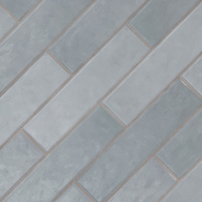 3x12 Renzo Patterned Natural-Look Glossy Textured Ceramic Tile Gray Blue