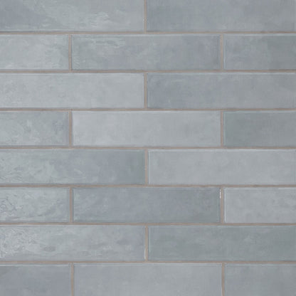 3x12 Renzo Patterned Natural-Look Glossy Textured Ceramic Tile Gray Blue