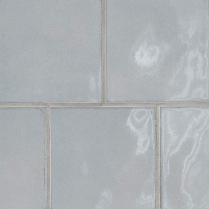 5x5 Renzo Patterned Natural-Look Glossy Textured Ceramic Tile Gray Blue